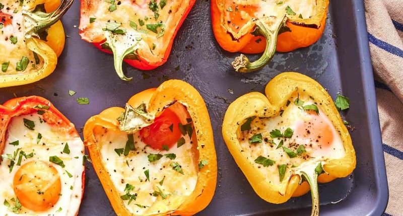 Egg-Salad Stuffed Roasted Bell Pepper