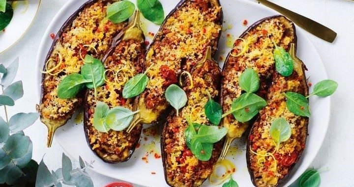 Italian Baked Eggplants With Lentils