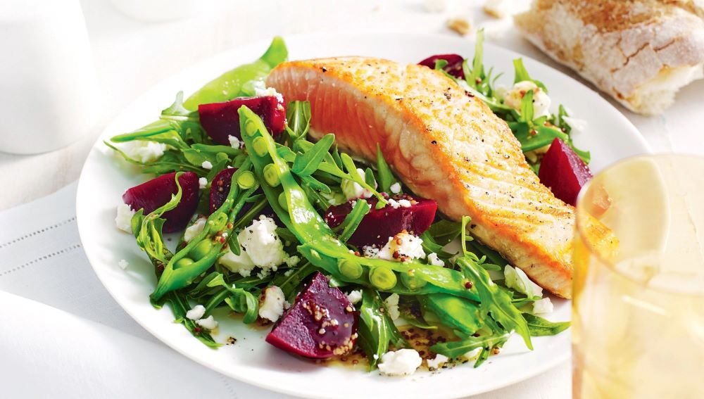 Moroccan Salmon With Roasted Carrot, Beetroot And Freekeh Salad